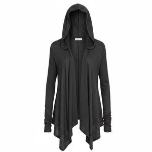 Hollister Charcoal Hooded Cardigan Knit Sweater